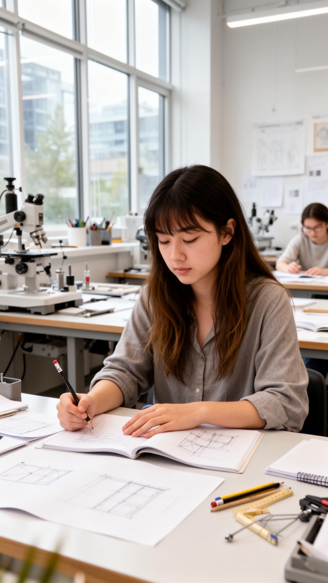 Jovem estudando em sala de design vocacional em Vancouver